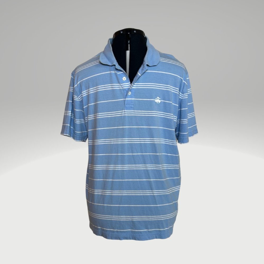 Brooks Brothers Light Blue Striped Polo Shirt, L